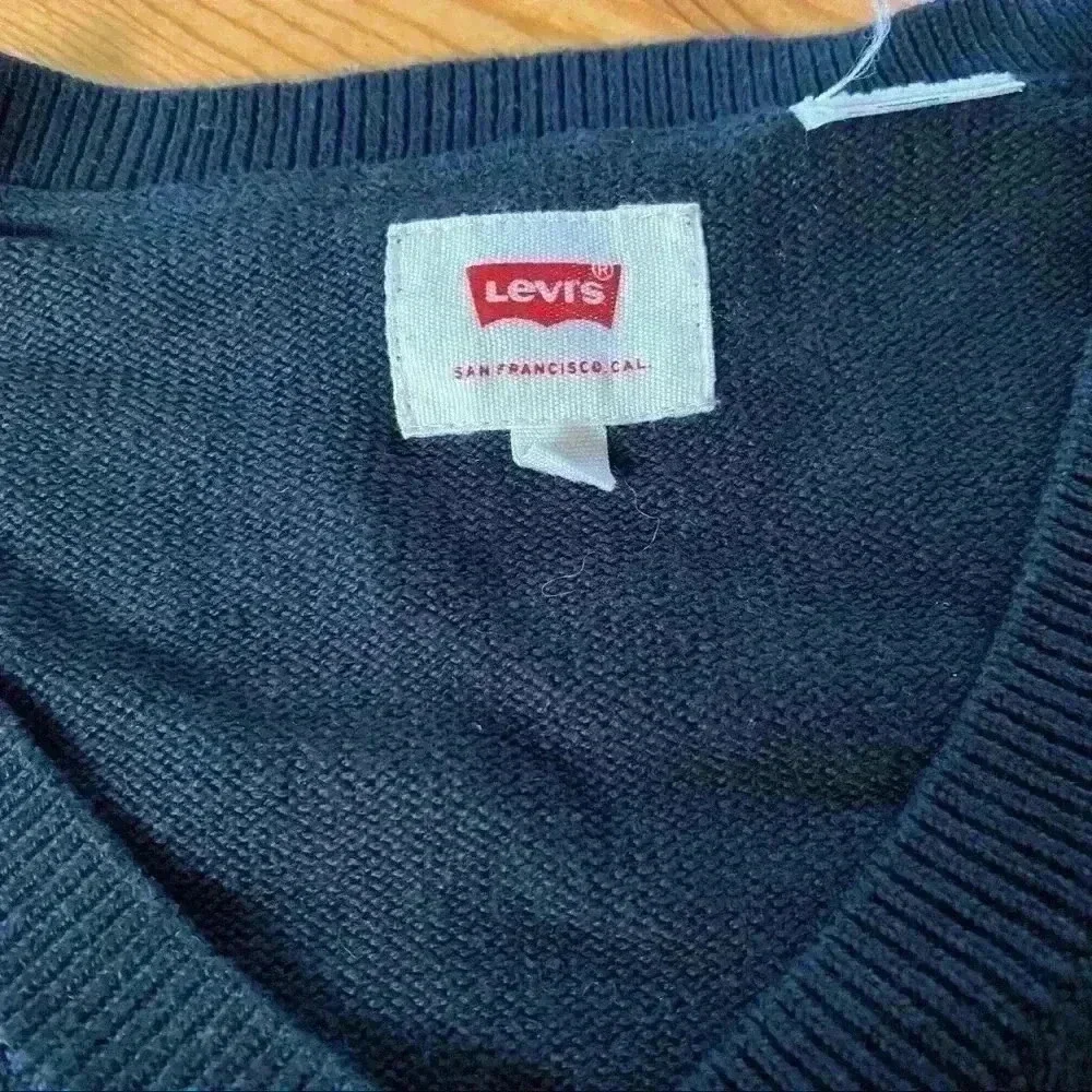 Levi’s V-Neck Sweater Cotton Mens L Black